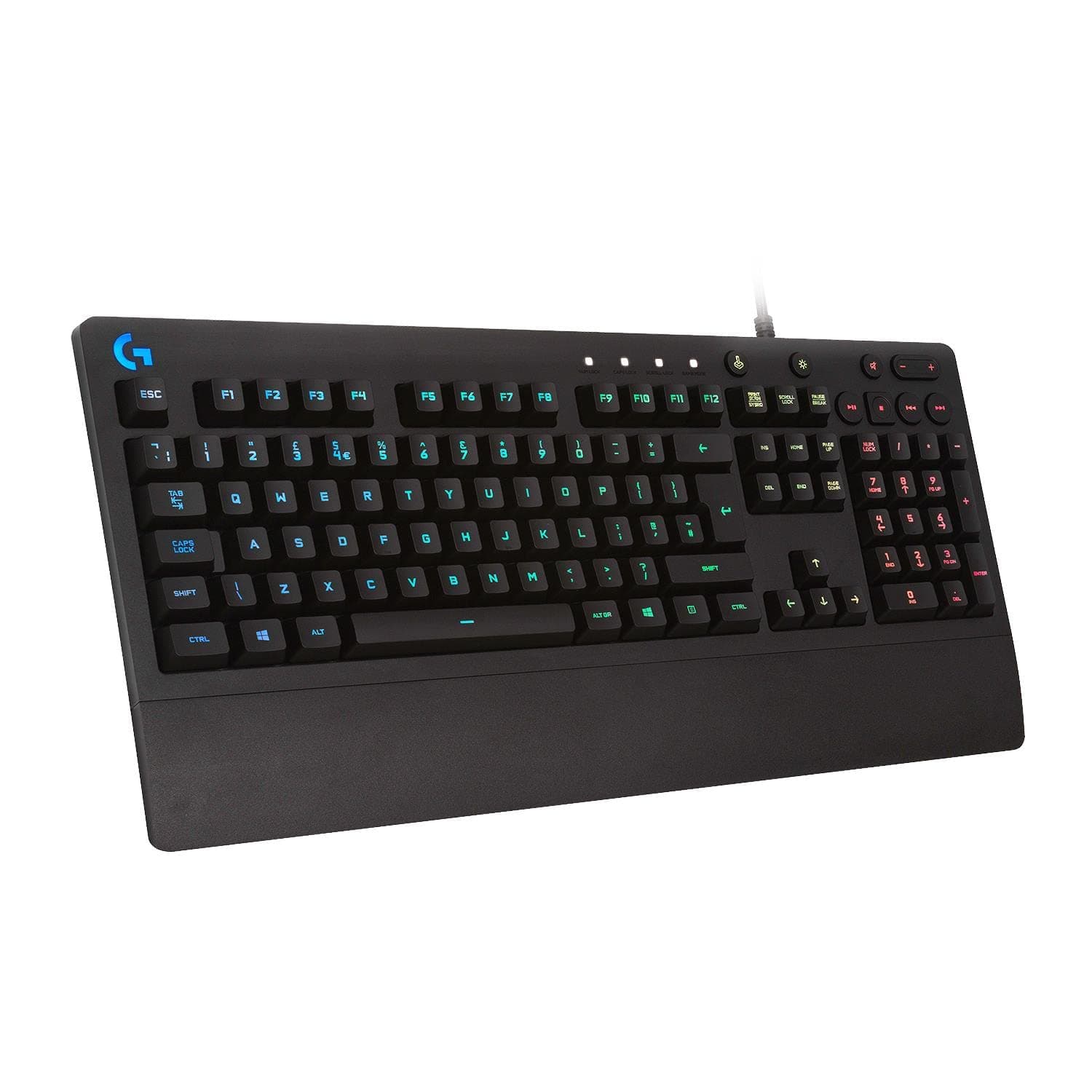 Logitech G G213 Prodigy Gaming Keyboard, RGB Lightsync Backlit Keys, Spill-Resistant, Customizable Keys, Dedicated Multi-Media Keys, Qwerty Us International Layout - Black