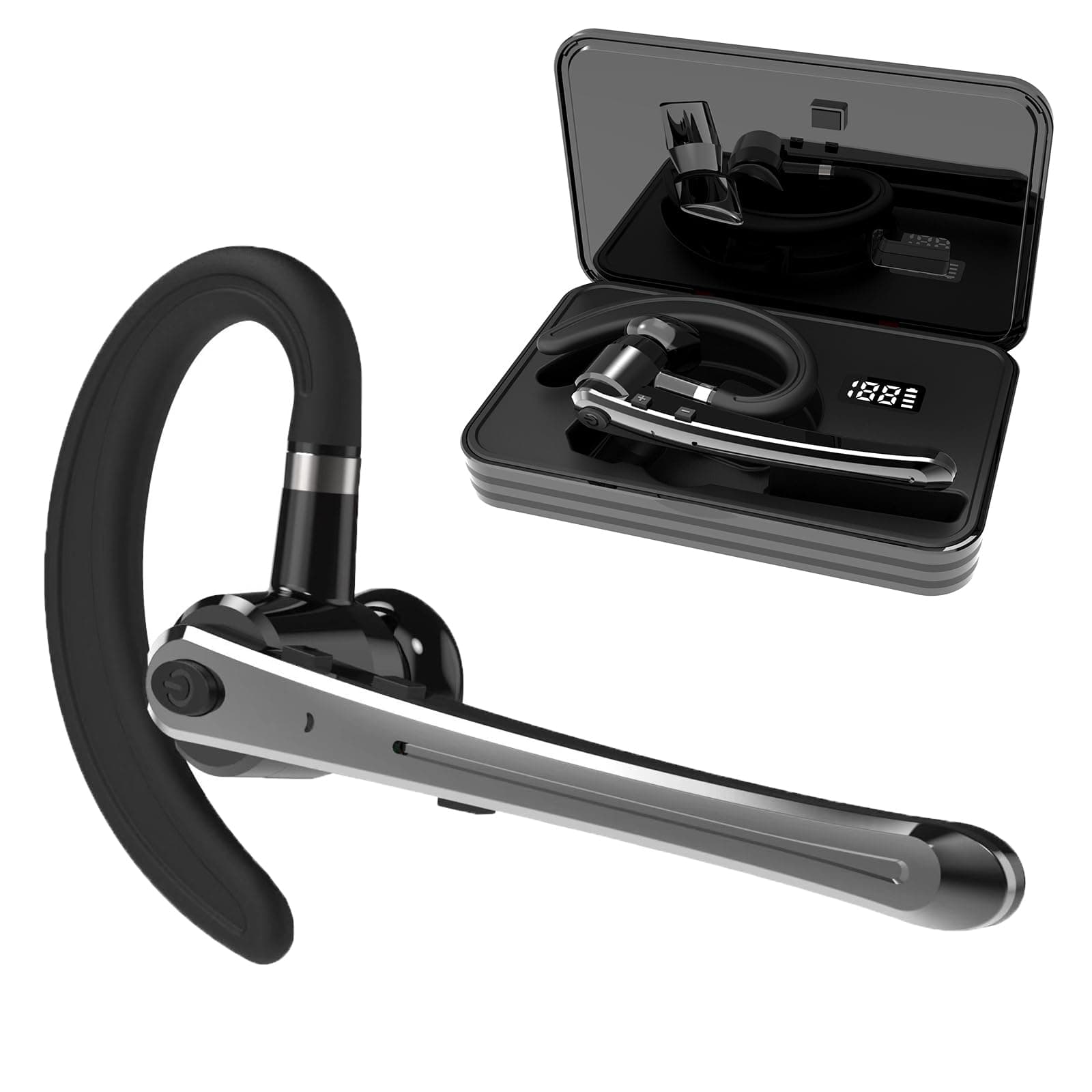 Bluetooth Headset Bluetooth Earpiece for Cellphones Wireless Blue Tooth 5.2 Head Set in-Ear Piece w/Mic Microphone for Cell Phone Hands-Free Noise Canceling for Car