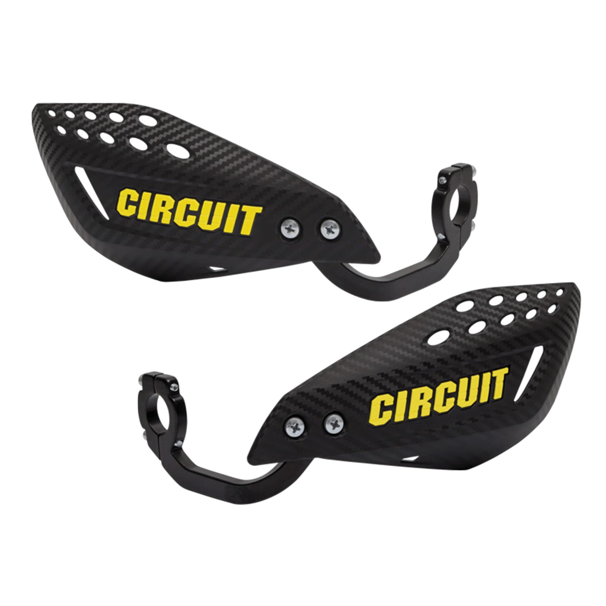 CIRCUIT EQUIPMENT - Vector Universal Motorcycle Handguards - High-Strength Polymer with Ergonomic Design for Comfort and Protection - Ensures Durability and Style in Any Weather - Carbon/Yellow
