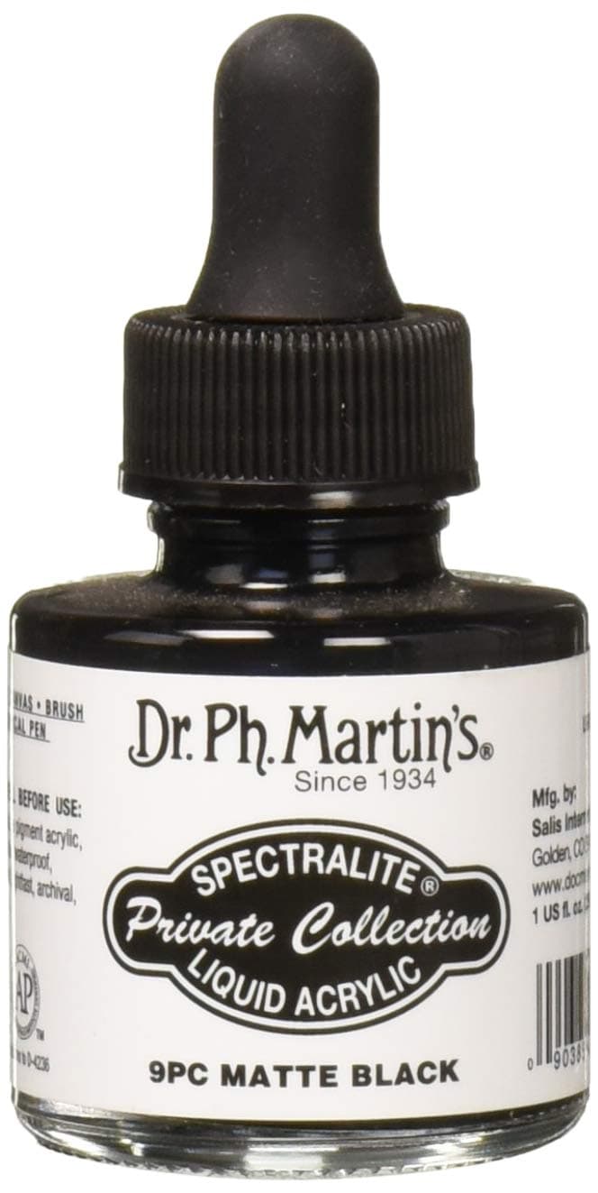 Dr. Ph. Martin's Liquid Ink, Matte Black, 1oz