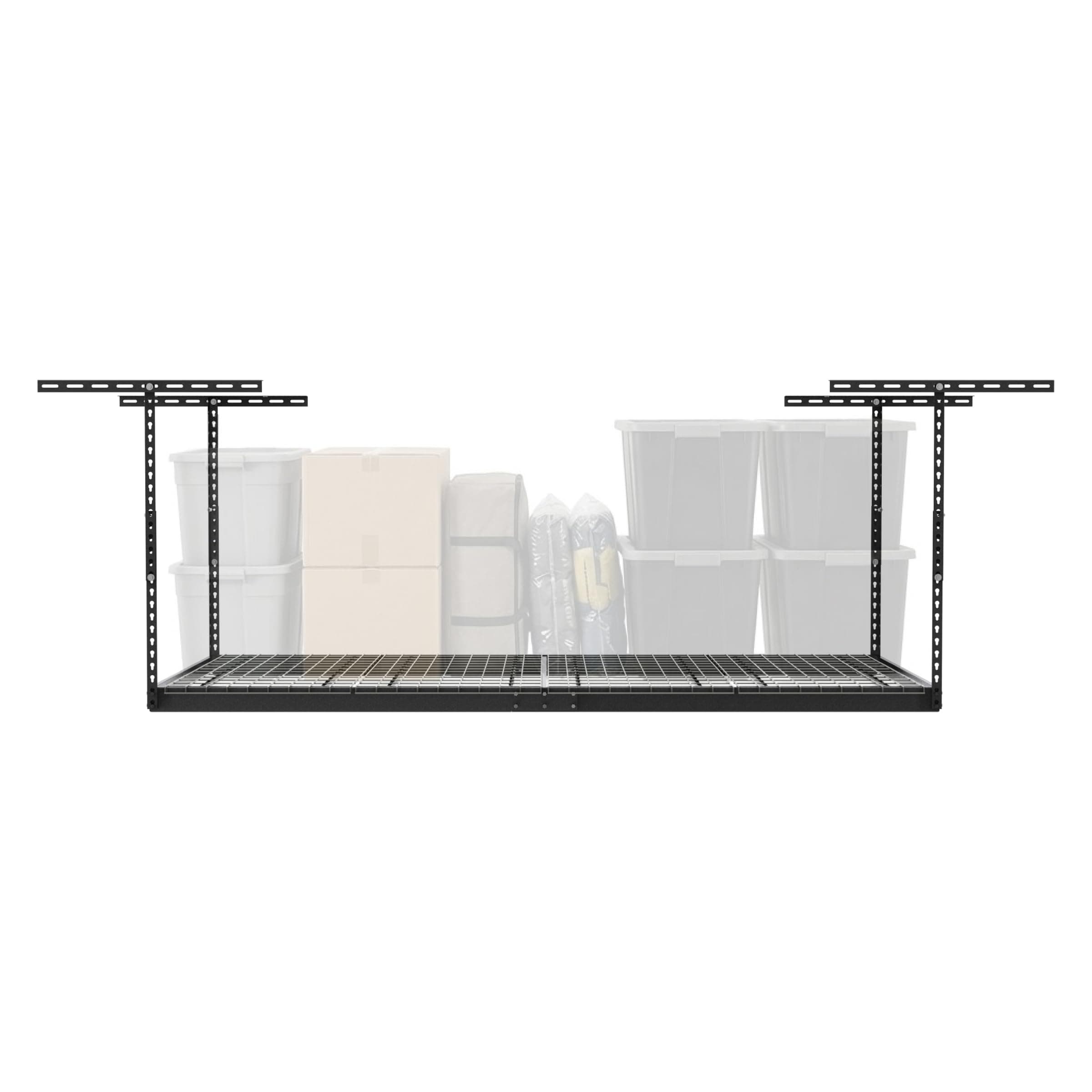 MonsterRax Overhead Garage Storage Rack - 4 x 8 Ceiling Racks for Garage Shelving, Organization, Adjustable Hanging Storage, Grey, 12"- 21" Height Adjustment