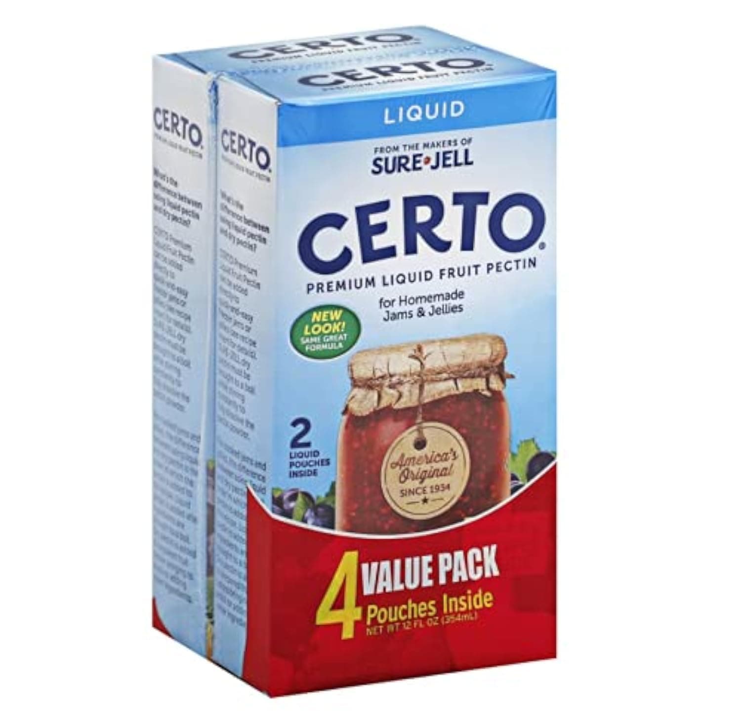 Certo Premium Liquid Fruit Pectin, set of 2 boxes (4 packets total), 6 fl oz each