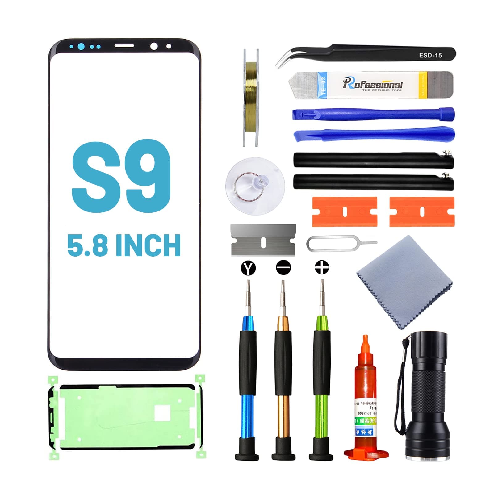 Screen Replacement for Samsung Galaxy S9,Replacement Screen for Galaxy S9 Series 5.8 inch,Screen Repair Kit with Waterproof Adhesive(NO OLED & Touch Digitizer)