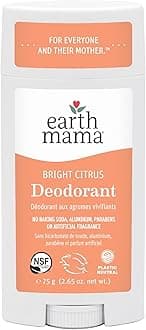 Earth Mama Bright Citrus Deodorant | Safe for Sensitive Skin, Pregnancy and Breastfeeding, Contains Organic Grapefruit and Calendula, No Baking Soda or Aluminum, 2.65-Ounce