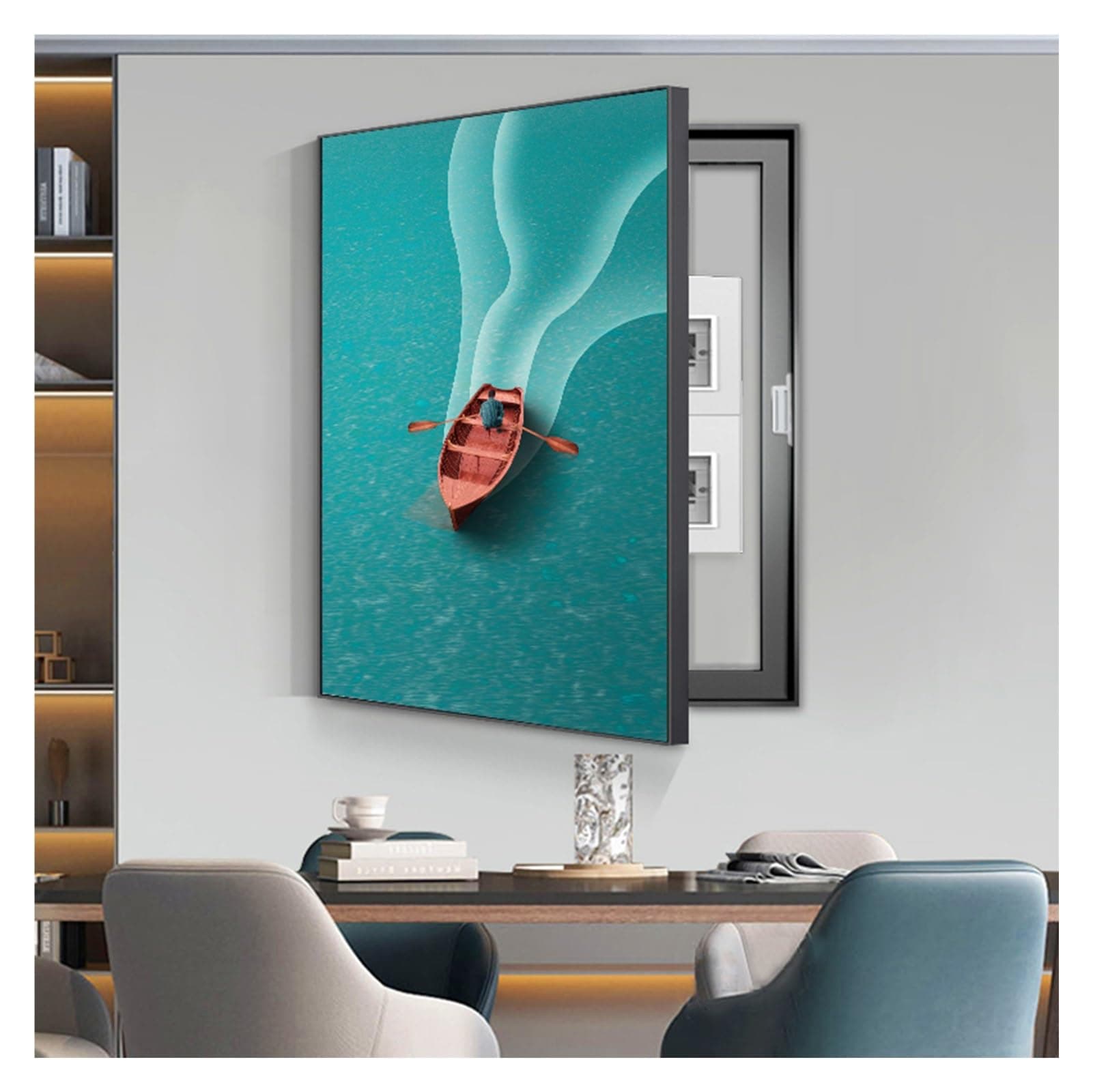 Electrical Panel Cover Decorative, Breaker Box Cover Decorative, Meter Box Decorative Painting, Wall Mounted Hide Fuse Box Cover Cabinet(E,40x60cm/16x24in)