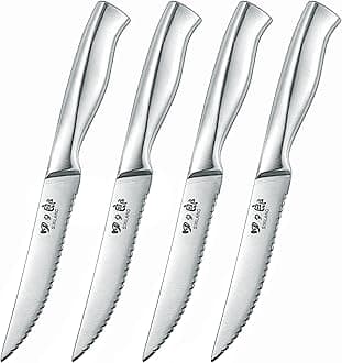 Steak Knives, Steak Knife Set of 4, German Stainless Steel Steak Knife Serrated, Home Gifts for Men and Women