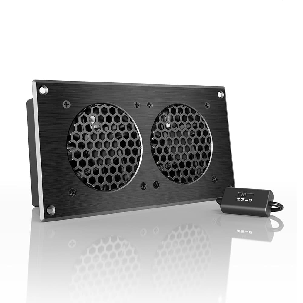 AIRPLATE S5, Quiet Cooling Fan System 8" with Speed Control, for Home Theater AV Cabinets