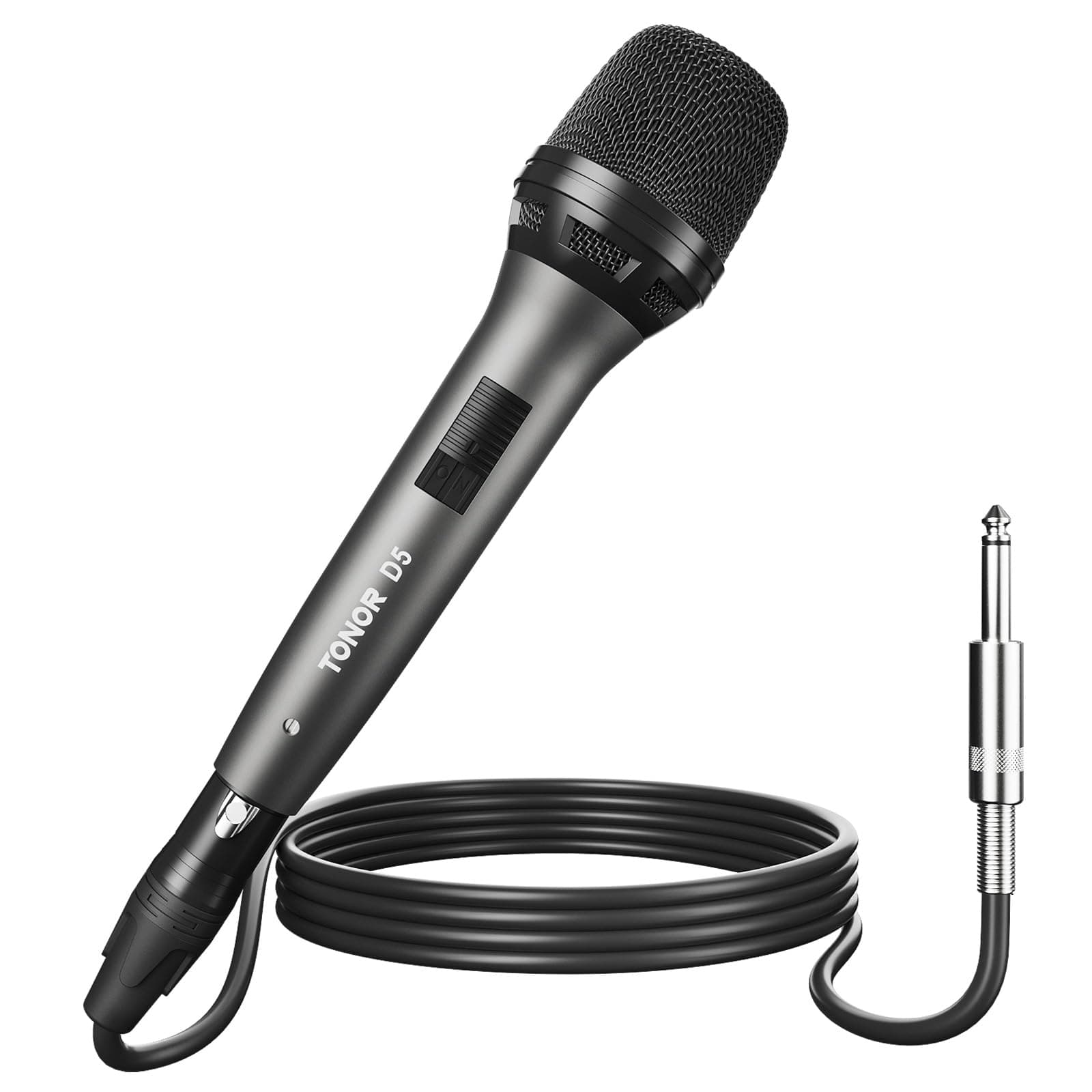 TONOR Professional Vocal Microphone for Singing, Dynamic Handheld Wired Karaoke Mic, Cardioid Studio Microfono with 450 cm/157inch XLR to 1/4" Cable, for Speakers/Mixer Machine/Amp/Speech/Karaoke, D5