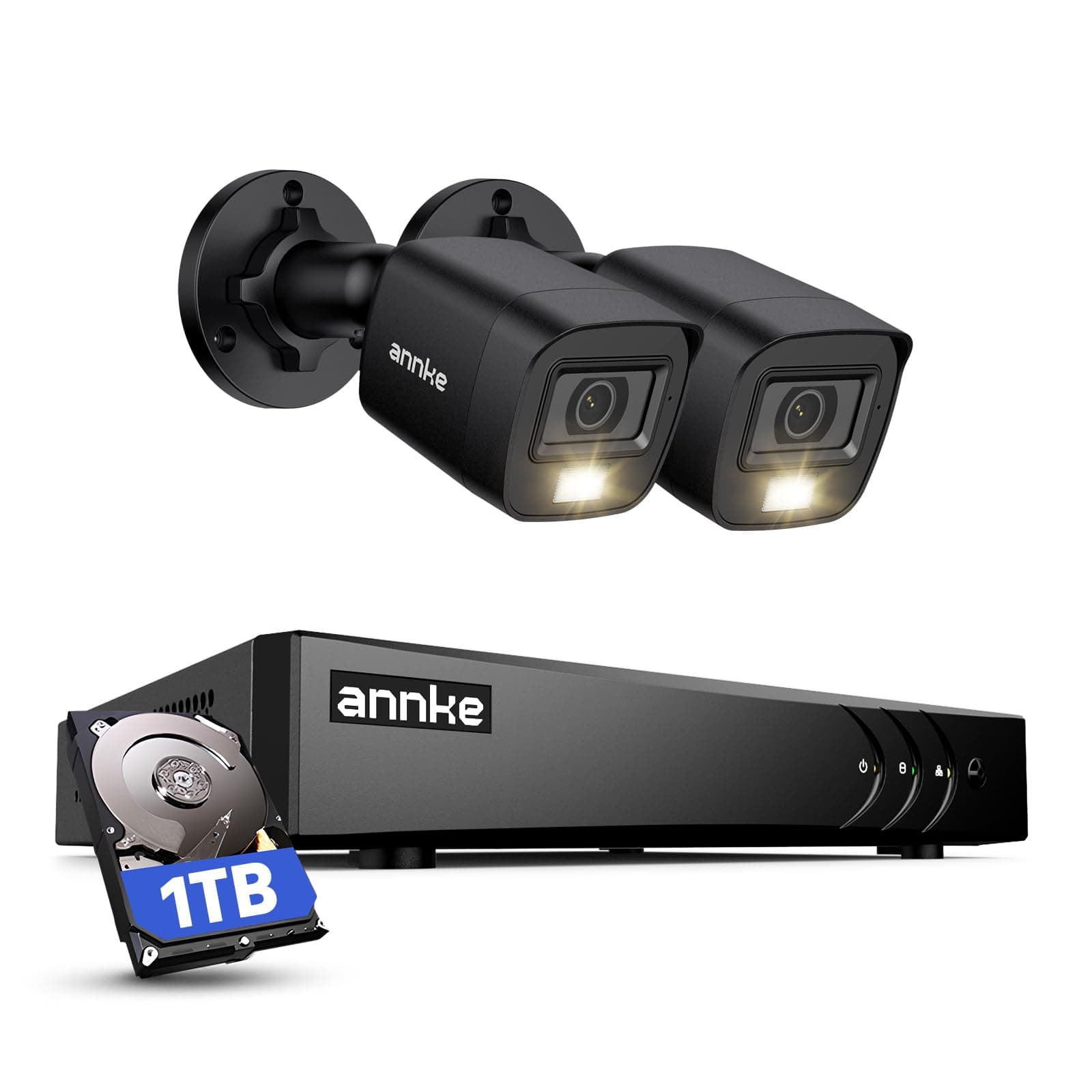 ANNKE E200 5MP CCTV Camera System, 4 Channel 2K Surveillance DVR with 2x 1080p Outdoor Bullet Cameras and 1TB Hard Drive, Guard Your Home & Business 24/7