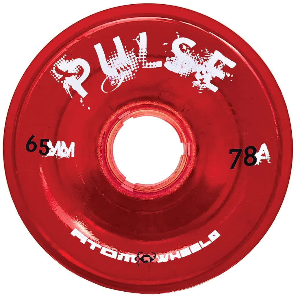Atom Skates Pulse Outdoor Quad Roller Wheels 78A, Red, Set of 4, 65mm x 37mm