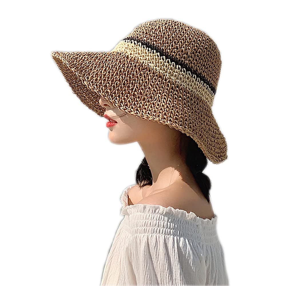 WITERY Sun Hat Floppy Straw Hat Wide Brim Foldable UV Protection Bucket Summer Beach Hat for Girls Women