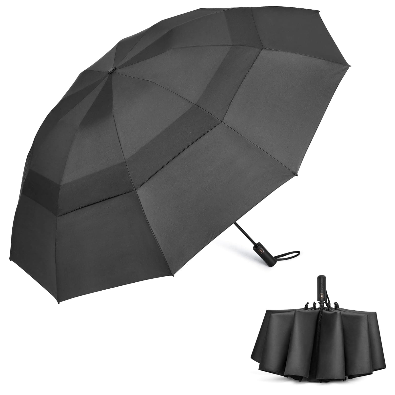 G4Free 42/46/54/62 Inch Large Golf Umbrella Compact Reverse Travel Umbrella 10 Ribs Windproof for Rain Double Canopy Automatic Open Close