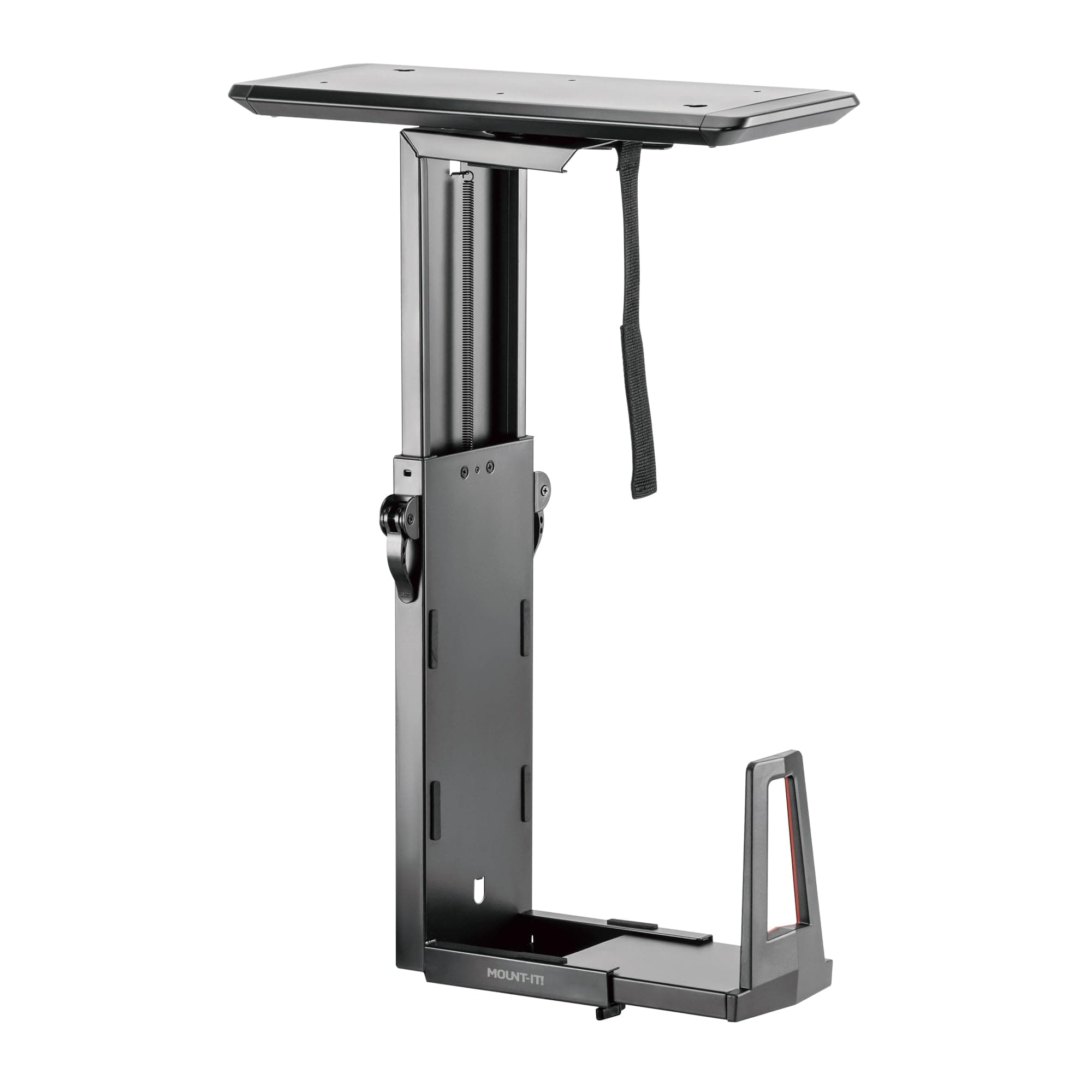 CPU Under Desk Mount Bracket Rack, Adjustable Computer Tower Desk Mount with Sliding Track, 33 lbs Capacity, Black