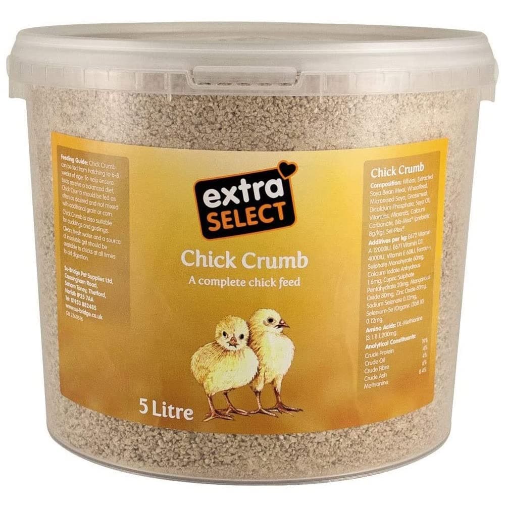 Extra Select Chick Crumbs Complete Chick Feed Tub, 5 Litre, Packaging may vary