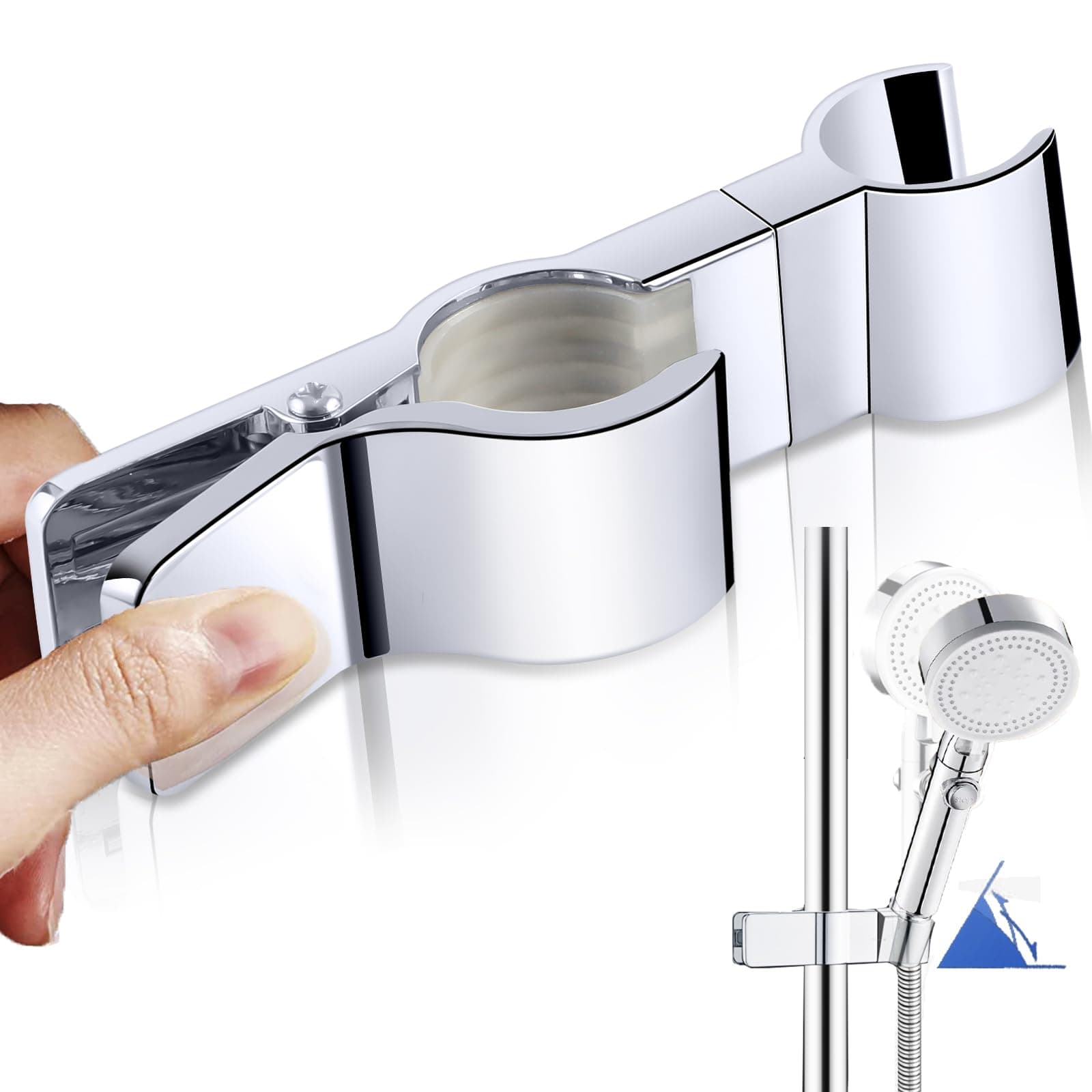 Shower Head Holders, 22-25 Adjustable Shower Holder Bracket,45° Rotation Adjustable Shower Bracket,Shower Riser Rail Holder,Removable Shower Holder (Sliver)