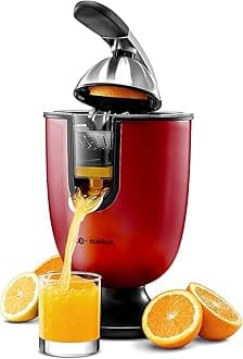 Eurolux Electric Citrus Juicer Squeezer, for Orange, Lemon, Grapefruit, Stainless Steel Soft Grip Handle and Cone Lid for Easy Use Most Powerful Juice Squeezer