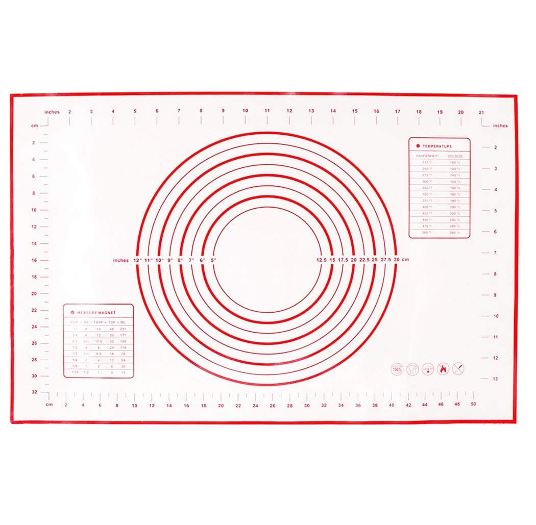 Extra Large Silicone Baking Mat for Pastry Rolling with Measurements Pastry Rolling Mat, Reusable Non-Stick Silicone Baking Mat Red (15.7''23.6'')