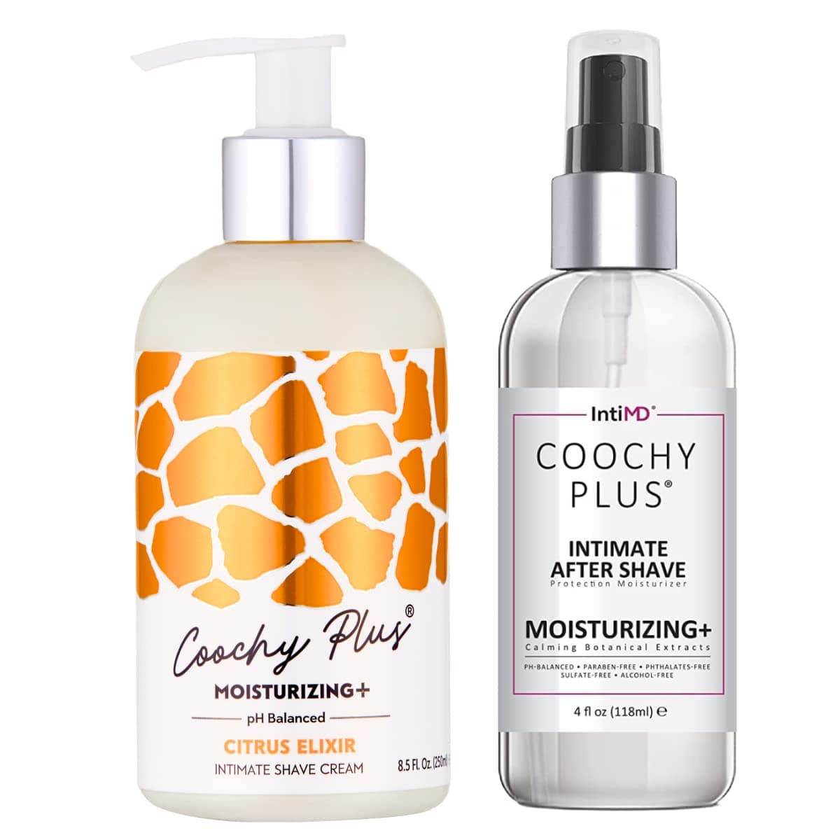 Coochy Plus Intimate Shaving Complete Kit - CITRUS ELIXIR & Organic After Shave Protection Soothing Moisturizer Antioxidant Formula Prevents Razor Burns, Itchiness & Ingrown Hairs