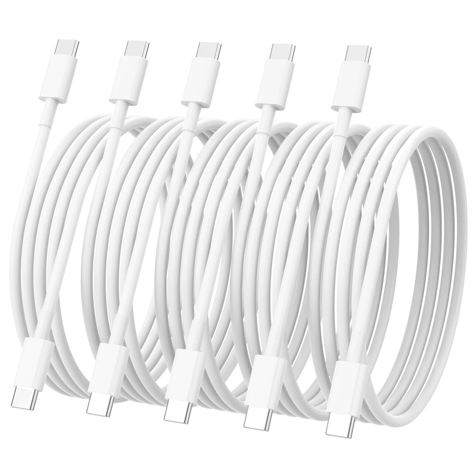 iPhone 15 Charger 5Pack (6/6/6/6/6 ft) USB C to USB C Cable(60W/3A) USB C Charger Cable Fast Charging for iPhone 15 Pro/Plus/Pro Max,iPad mini 6/ Pro 2021,MacBook Pro,Samsung Galaxy S23 and MoreCarbonfree Certified
