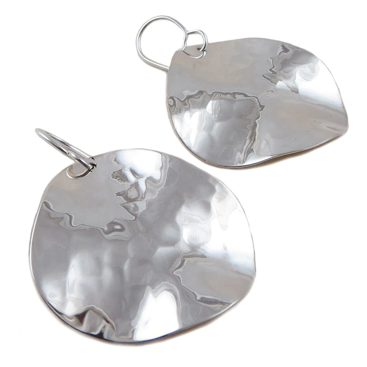 The Mexican CollectionLarge Hammered Solid 925 Silver Drop Earrings Handmade Jewellery