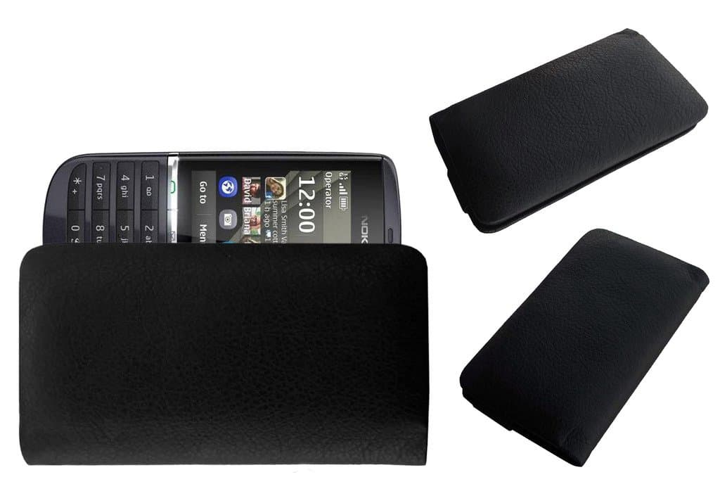 ACM Rich Leather Soft Case Compatible with Nokia Asha 300 Mobile Handpouch Cover Carry Black