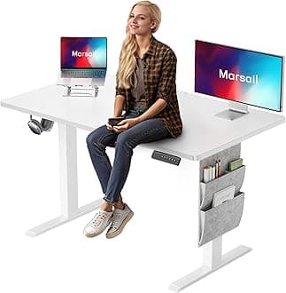 Marsail Standing Desk Adjustable Height Home Office Desk,‎48x24 Electric Standing Desk, Stand up Desk with Storage Bag,Headphone Hook for Computer Workstations Desk Memory Preset