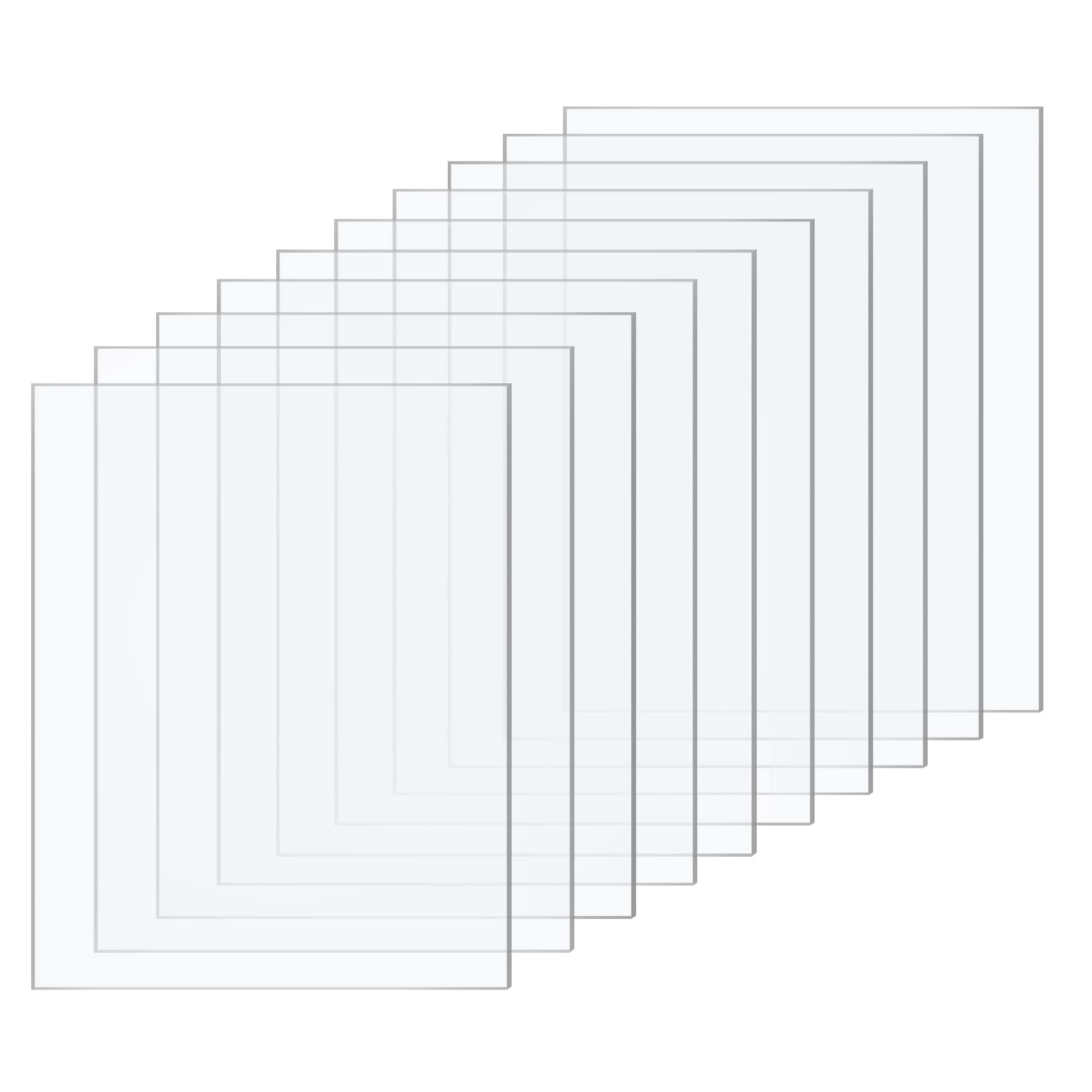 Taiyeestar 10 Pcs Square Clear Acrylic Sheets, 1mm Thick Transparent Plastic Sheet Acrylic Board, for Picture Frame Glass Replacement, Display Projects, Painting, DIY Craft (10 * 15cm)
