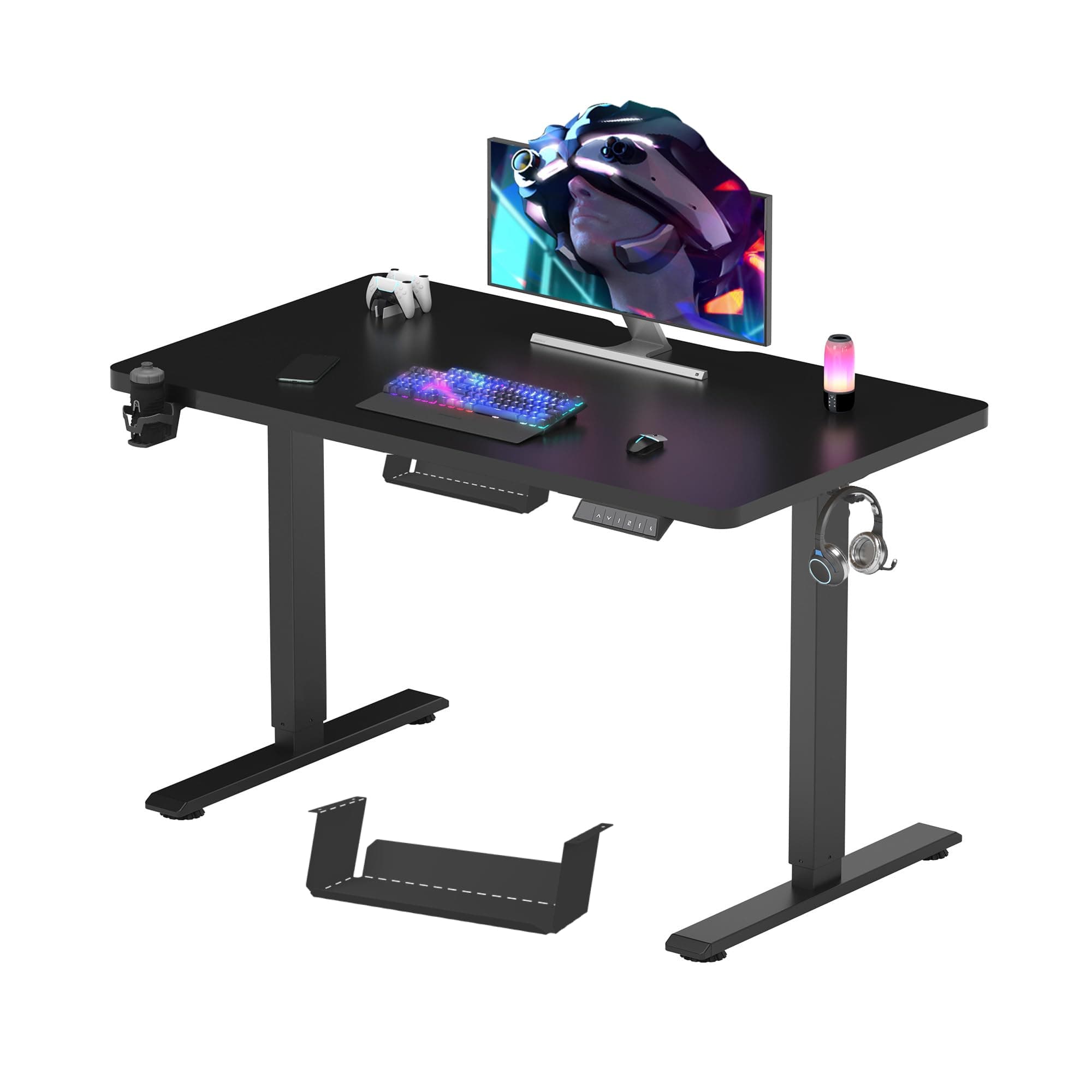 FLEXISPOT ONE PIECE Electric Standing Desk, Sit Stand Table Height Adjustable Desk with Memory Smart Pannel for Home Office, 100 x 60 cm Black