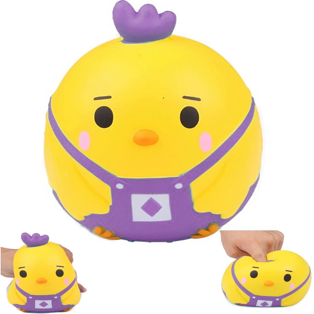 AIKEMI Easter Eggs Jumbo Squishies Slow Rising Chicken Squishy Round Strap Trump Egg Stress Relief Toys (Purple)