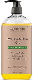 Majestic Pure Sweet Almond Oil, Super Triple A Grade Quality, 100% Pure and Natural from Spain, Cold Pressed , 470ml