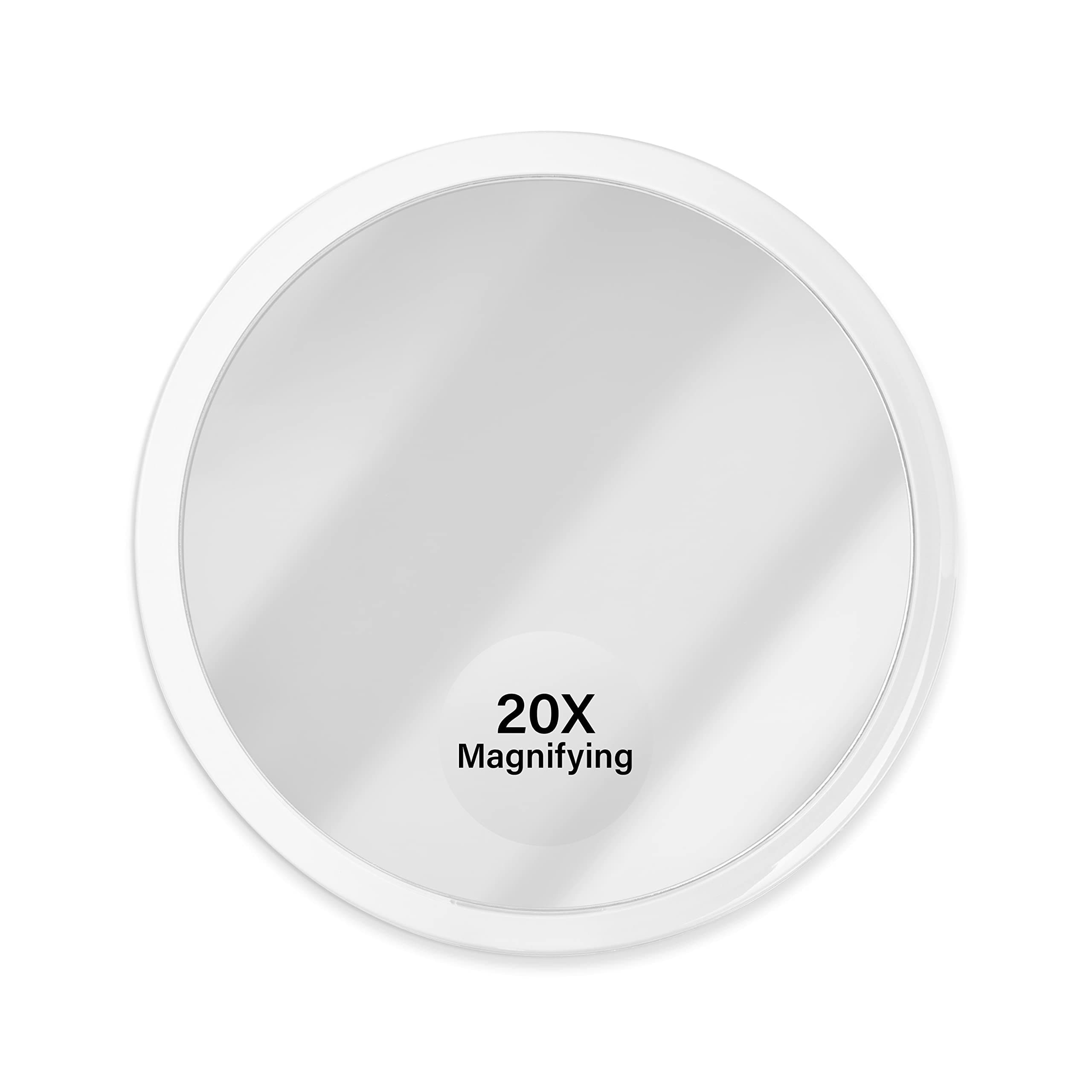 Jumbl 6” 20X Magnifying Mirror, Compact Suction Cup Makeup Mirror with 20X Magnification for Bathroom, Shower, Beauty & Skin Care, Brow Threading & Tweezing