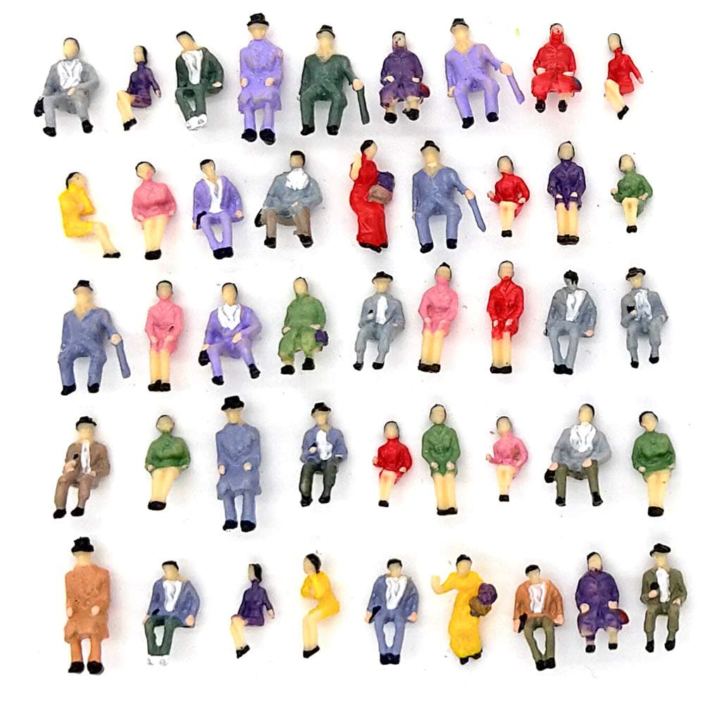 50pcs 1:87 Sitting Pose Model People HO Scale Hand Painted Model Train Park Street Passenger People Figures