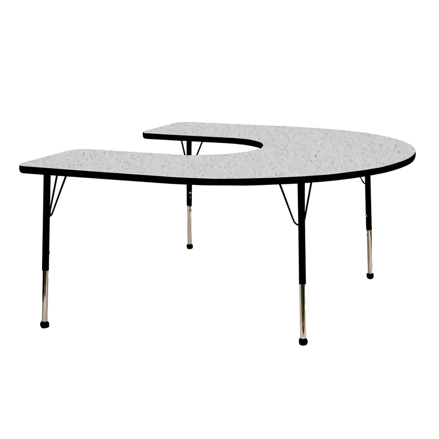 B6066HAO-TN Activity Table, Self-Leveling Glides, Toddler Height, 60" x 66" Horseshoe, Blue Top, Autumn Orange Edge