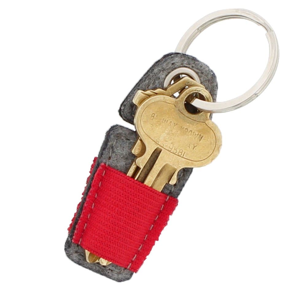 Leef Felt Key Holder Compact Organizer Keychain Accessory - Cool Minimalist Lightweight and Eco Friendly Pocket Key Ring - Red