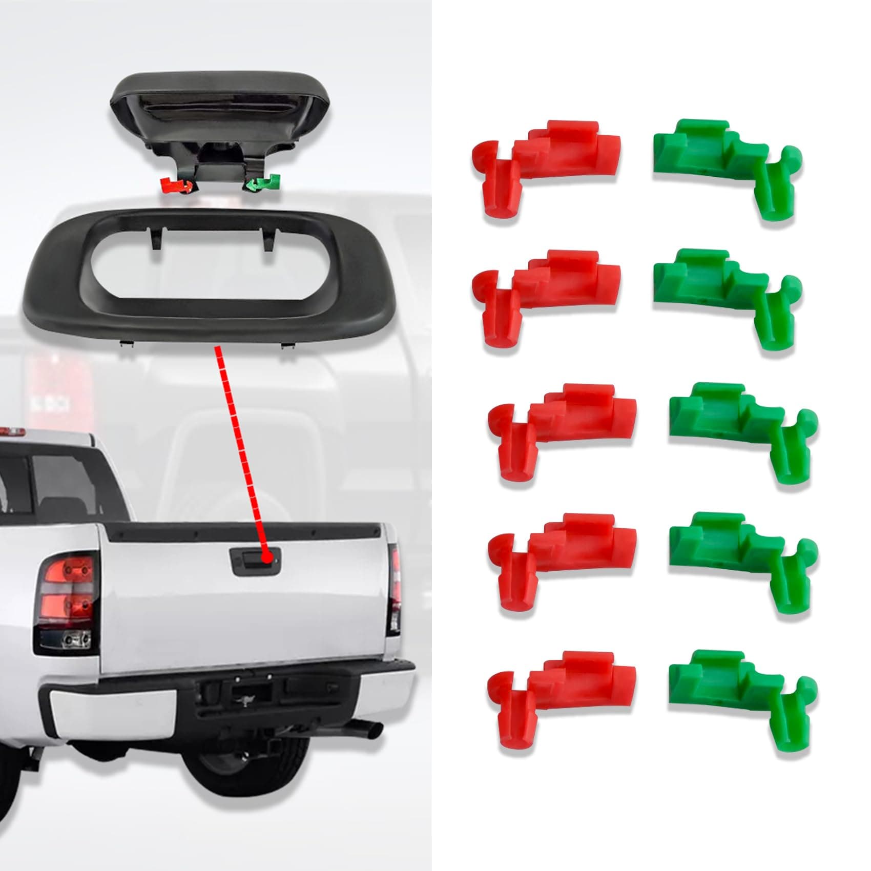 5 Pair Tailgate Handle Rod Clip, Left and Right Handle Rod Door Lock Clip Compatible with Chevy Silverado GMC Sierra 88981031 88981030