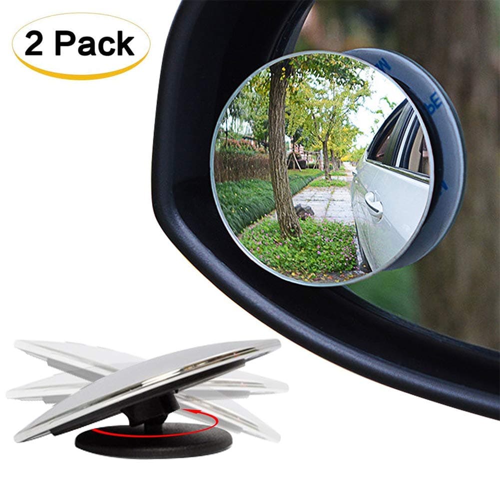 Carperipher 55mm 360 Degree Adjustable Rounded Rearview Blind Spot Mirror, Pack of 2