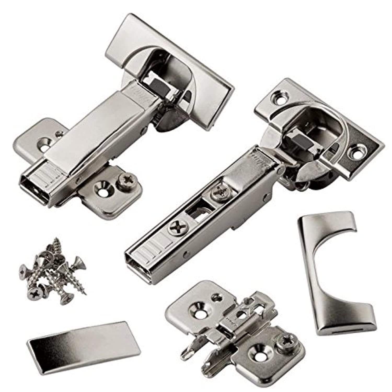 Blumotion 8 Pack 110 Degree Soft Close Hinges Self-Closing Frameless Hinges with Mounting Plates and Hinge Guard Plates