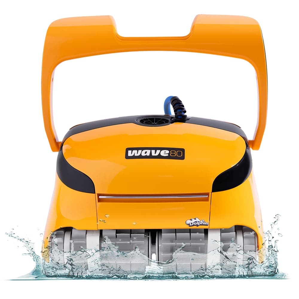Wave 80 Automatic Robotic Pool Vacuum Cleaner Includes Remote Control and Caddy, Waterline Scrubber Brush, Ideal for Commercial Pools up to 68 FT in Length