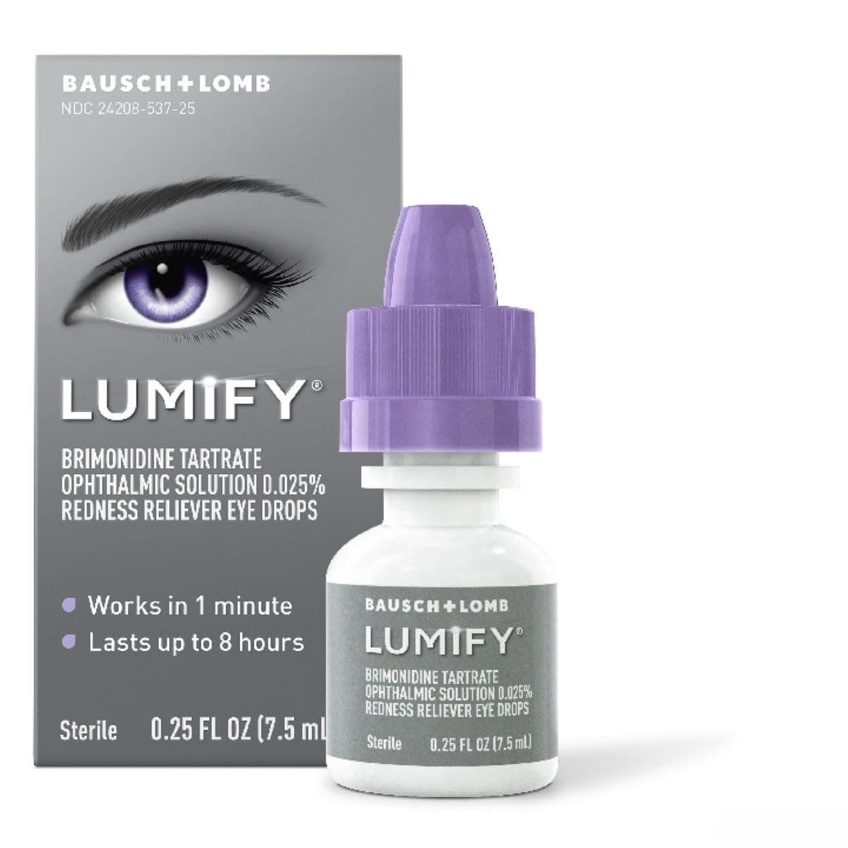 LUMIFY Eye Drops for Red Eyes, Redness Reliever for Brighter Looking Eyes, Works in 1 Minute & Lasts Up to 8 Hours, Eye Drops, 0.25 Fl Oz (7.5mL)