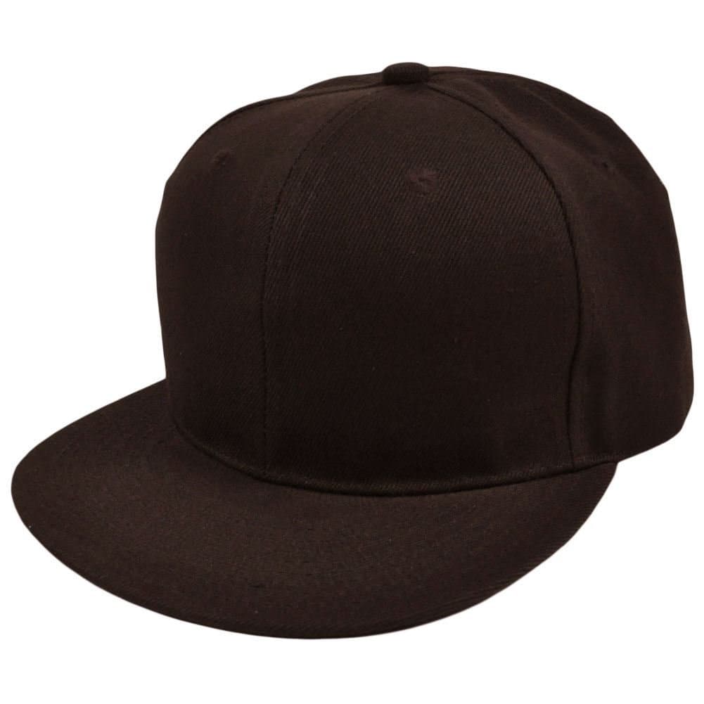 Blank Plain Solid Color Dark Brown Flat Bill Visor Snapback Constructed Hat Cap