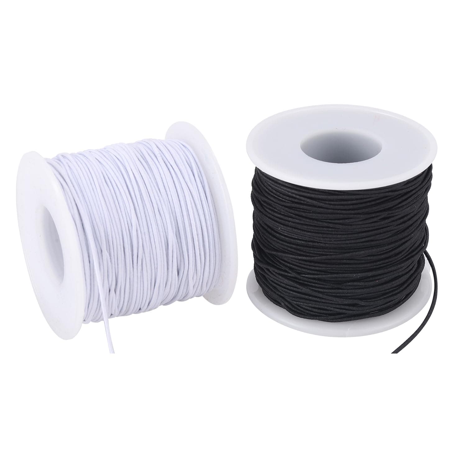 Stretchy String for Bracelets, 2 Rolls 0.8mm,1 mm,1.5mm,330 Feet Sturdy Elastic String for Jewelry Making, Necklaces, Beading and Crafts (White Black (1.0mm))