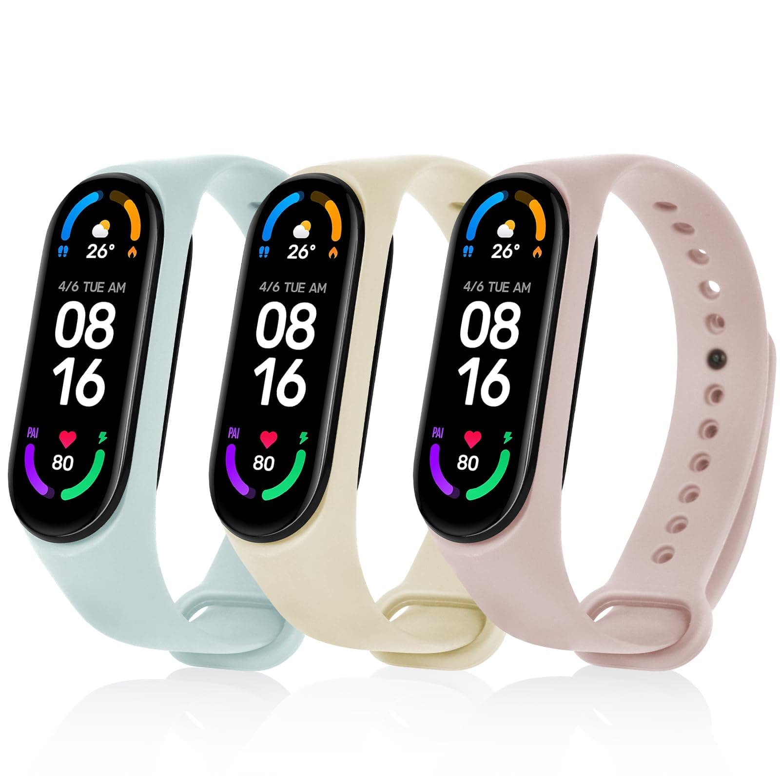 Ainiv Strap Replacement Compatible with Xiaomi Mi Band 7/Mi Band 6/Mi Band 5/Mi Band 4/Mi Band 3, 1/2/3/20pcs Silicone/Knitted/Stainless Steel Replacement Watchband Adjustable Sports Strap