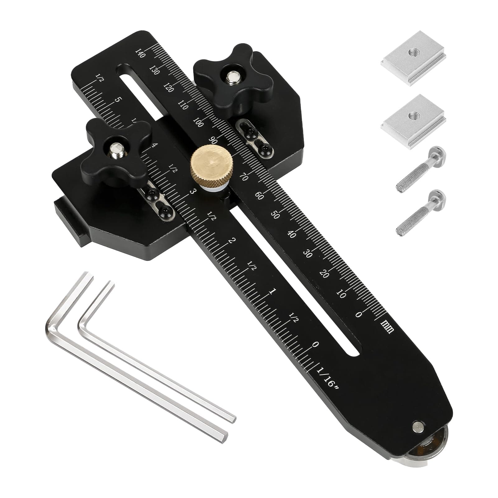 Thin Rip Table Saw Jig Guide with T-Bolts, Fast Thin Ripping Guide Fits for 3/8" x 3/4" T Slot, Adjustable Positioning Fixing Tool Table Saw Fast Cutting Limit Fence