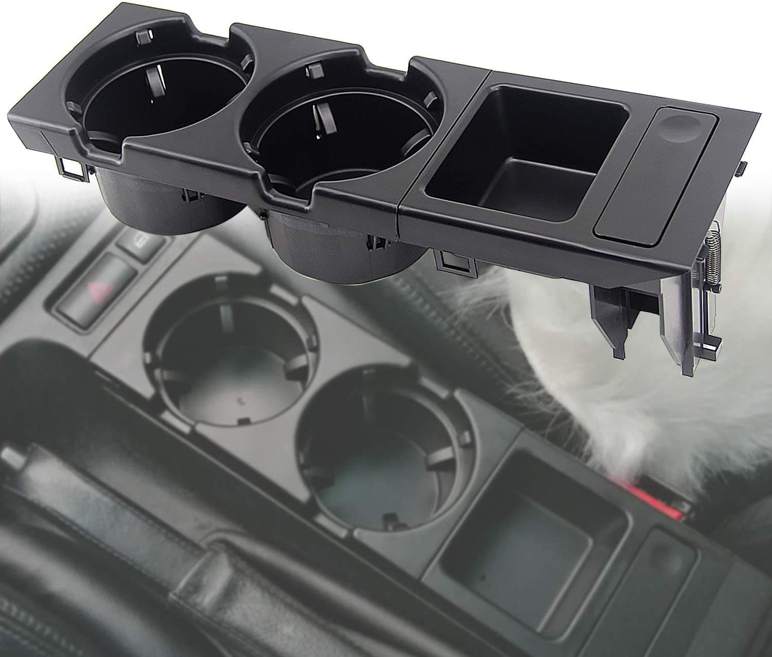 Geloo E46 Car Holder Center Console Holder Front Center Console Drink Black 51168217953 Car Drink Holder Fit for E46 3 Series