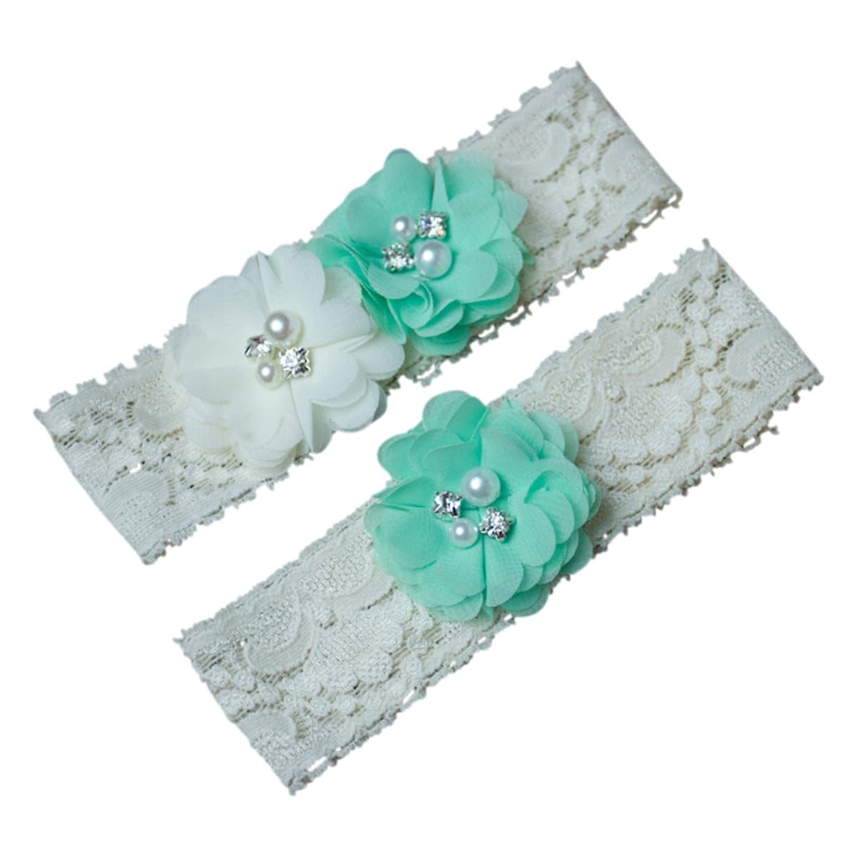 Mint Green and Ivory Wedding Garter Set