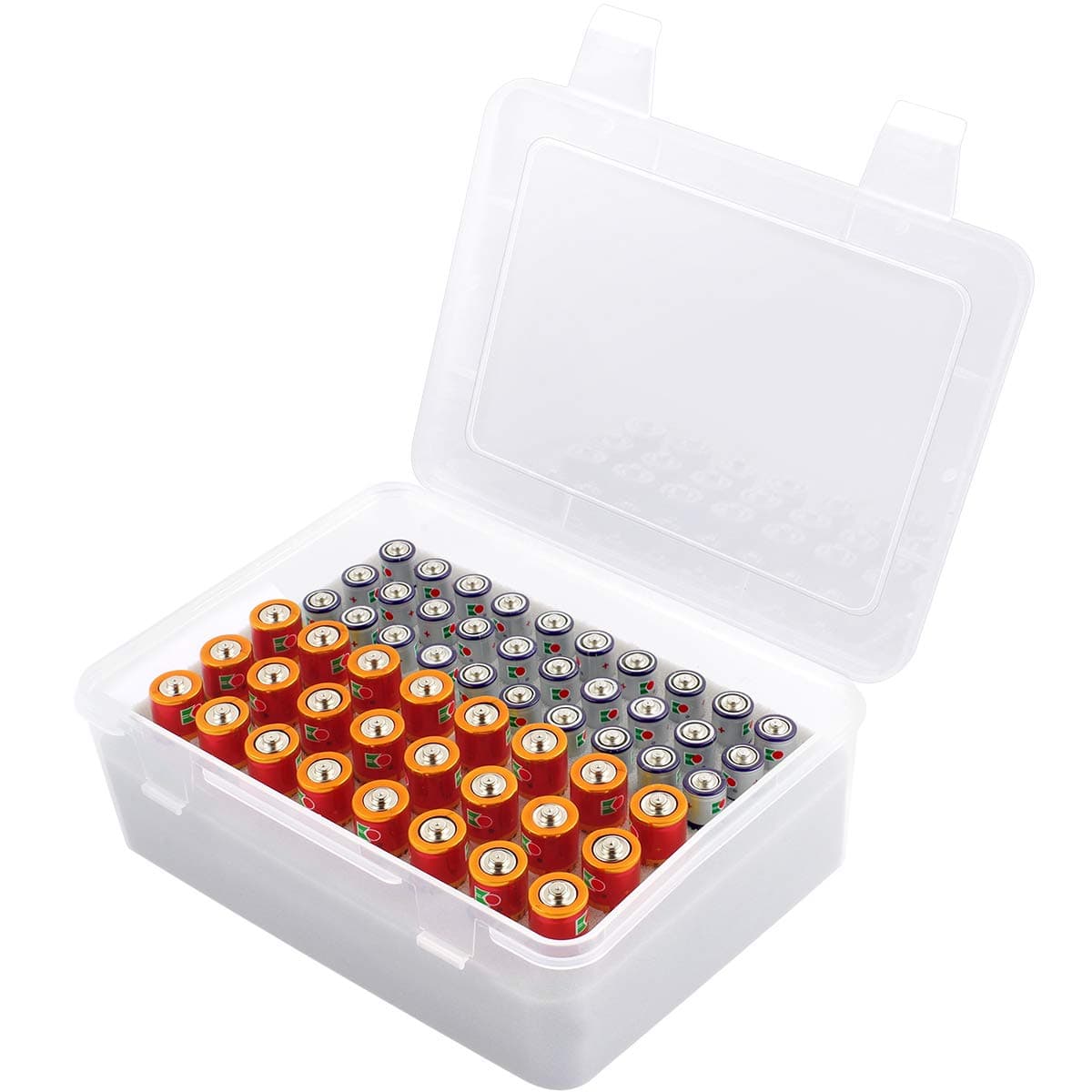 Battery Organizer Storage Box, Garage Case Holder for 24* AA, 30* AAA Batteries (Bag Not Include Batteries Pack) (white)