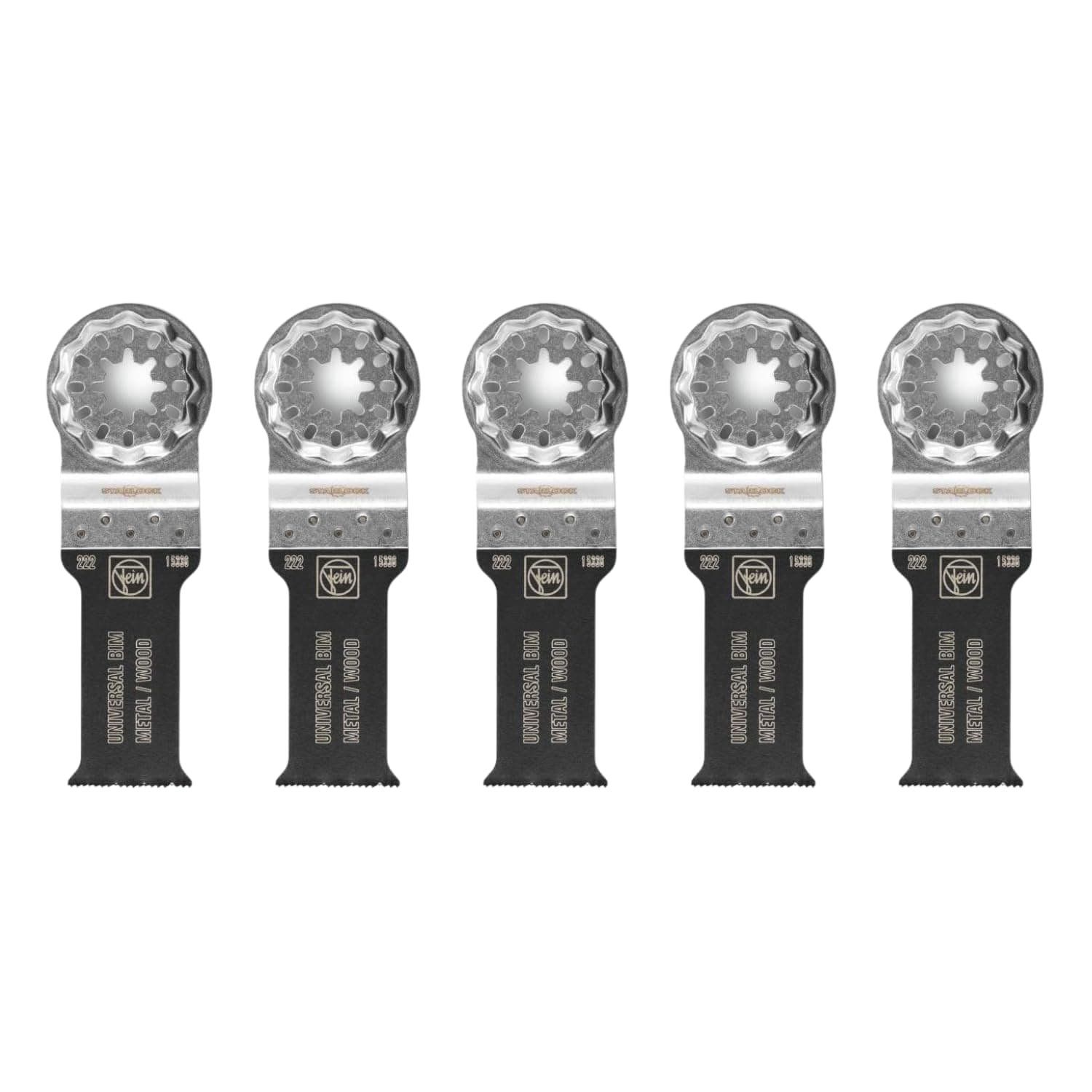 Starlock E-Cut Universal Saw Blade - Precision Cutting for Wood, Drywall & Plastics, Bimetal with Wavy Universal Teeth, Narrow Waisted, 1-1/8" Width, 2-1/8" Length, 5-Pack - 63502222280