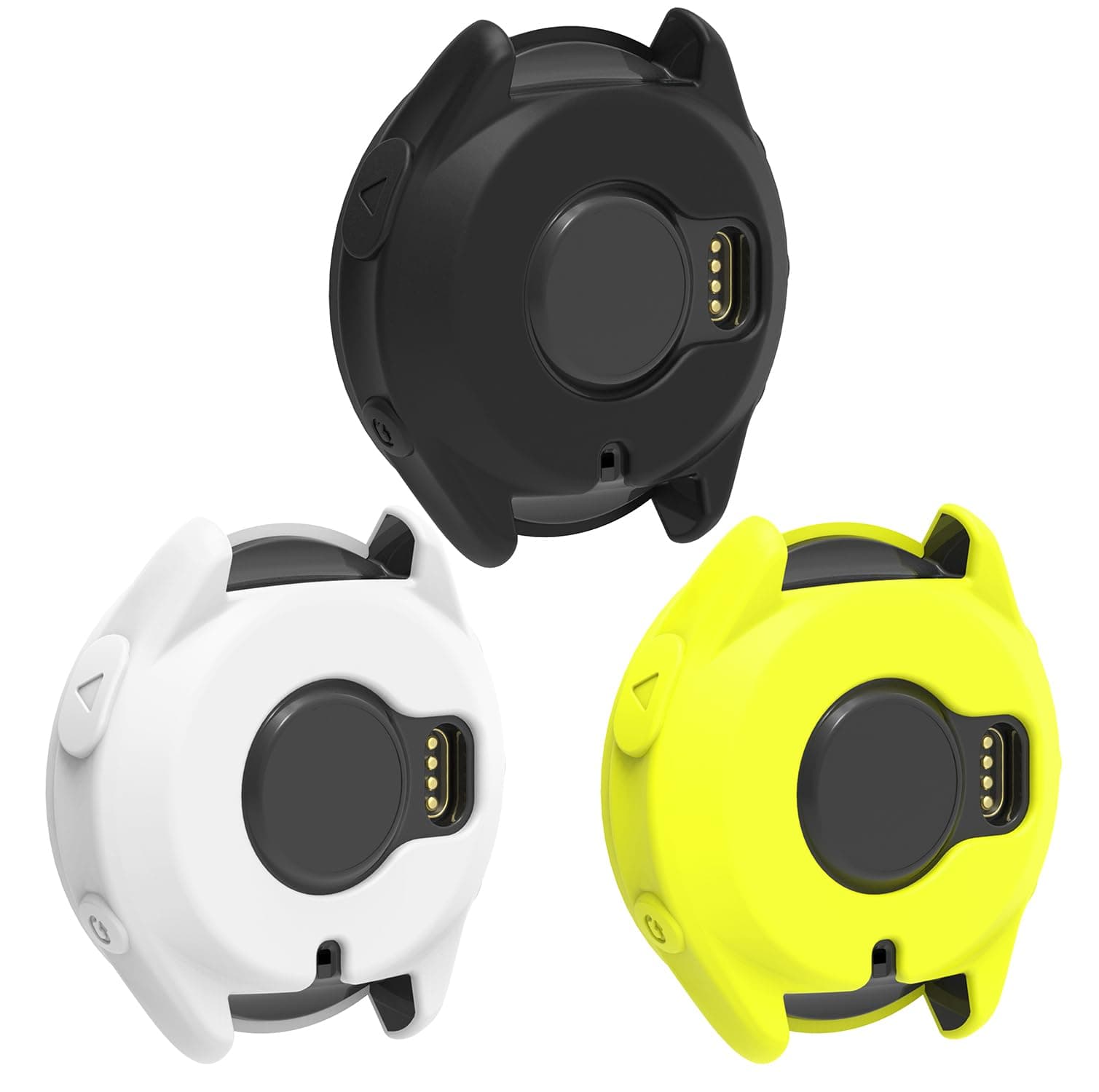 3 Pack Watch Cases Cover Intended for Garmin Forerunner 965 Silicone Protective Case Shell Smartwatch Accessories (Black+White+Yellow)