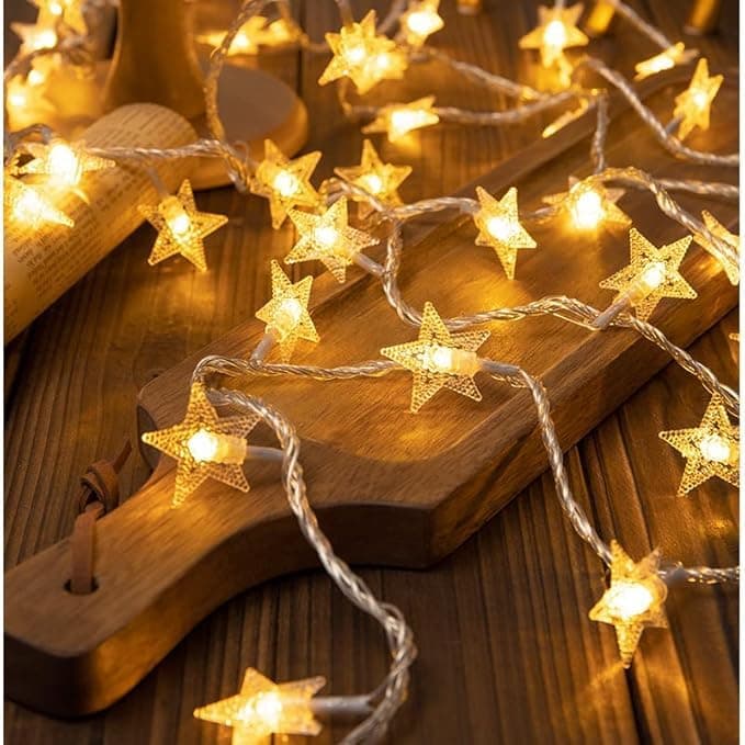 fizzytech Star LED String Lights – 25 LED 4 Meter Warm White Copper Wire Fairy Lights for Window, Wall, Garden, Diwali, Christmas, Wedding & Home Decoration