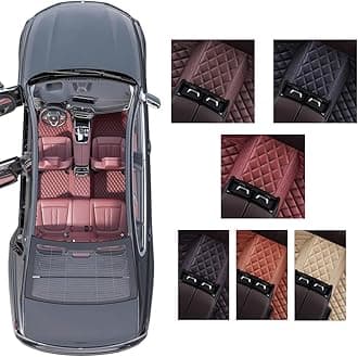 Custom Personalized Floor Mats for Cars，Luxury Full Coverage All Weather Car Floor Mats，Anti-Slip Leather Car Mat Set ，Custom Floor Mats for 99% of Cars, Trucks & SUVs (Streak Black red)